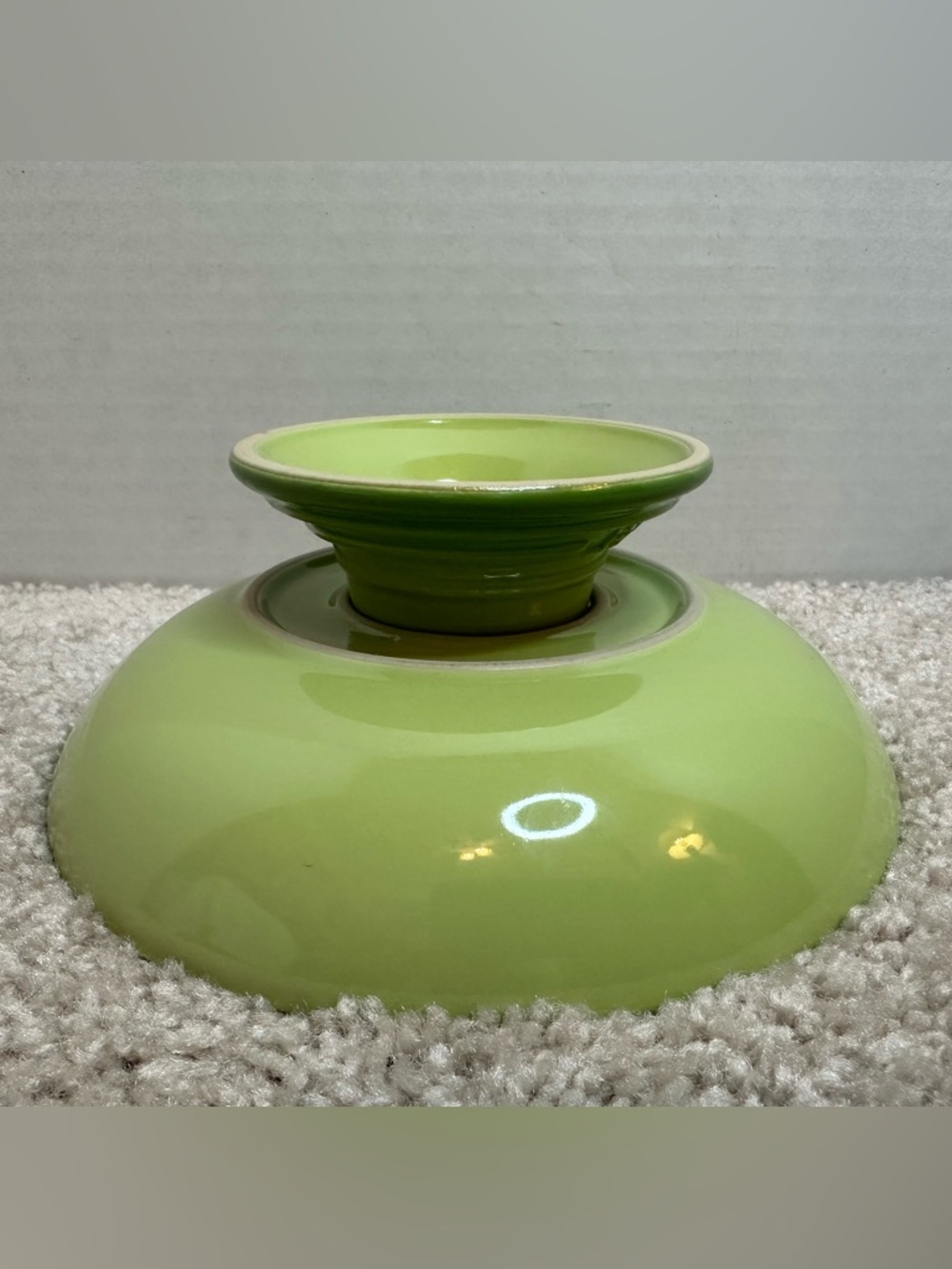 Le Creuset Lime Green Stoneware Pedestal Bowl, vintage - Picture 4 of 9
